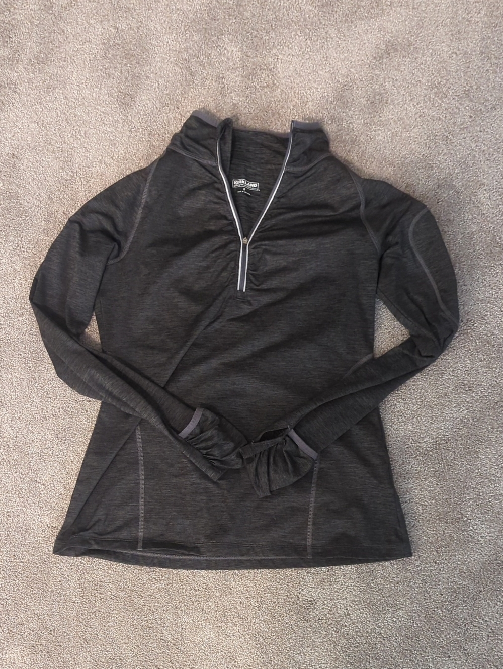 Women's Kirkland Signature Heathered Dark Gray Quarter-Zip Pullover S